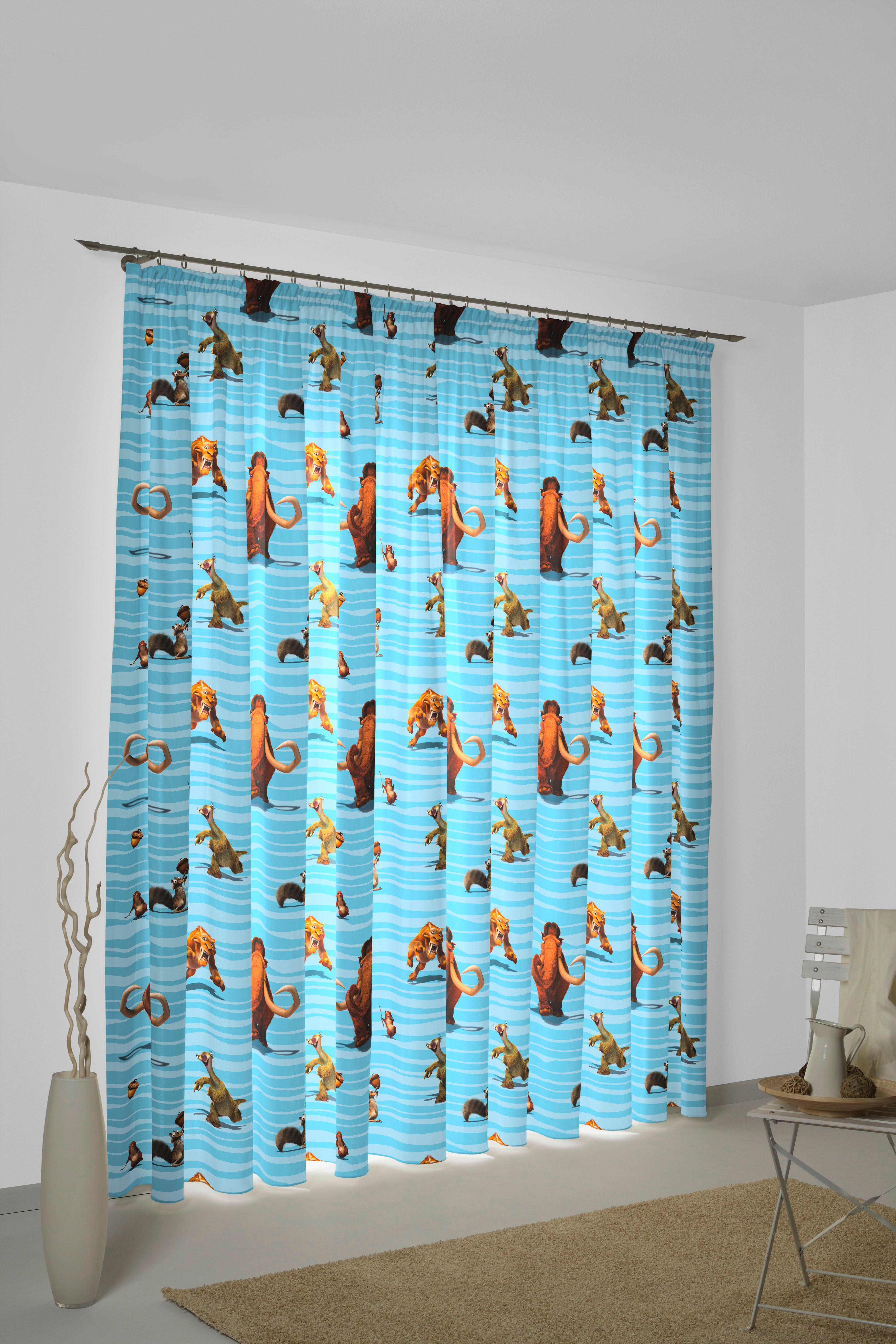 Vorhang WIRTH "Ice Age" Gr. 3, blau, B:142cm H:225cm, Satin, Polyester, Gardinen, Vorhang, Disney