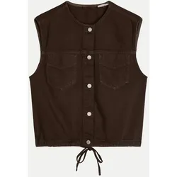 Boxy- Fit Jeansweste Braun XS
