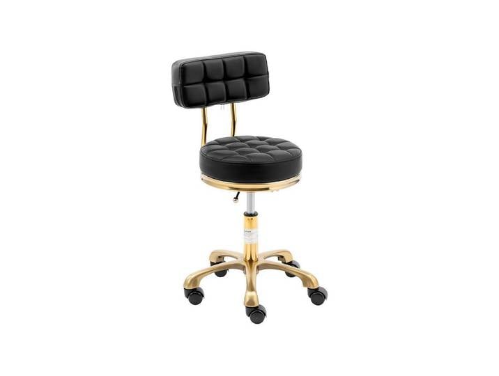 Physa Drehstuhl Rollhocker mit Lehne Friseurhocker Kosmetikhocker 150kg schwarz, Schwarz
