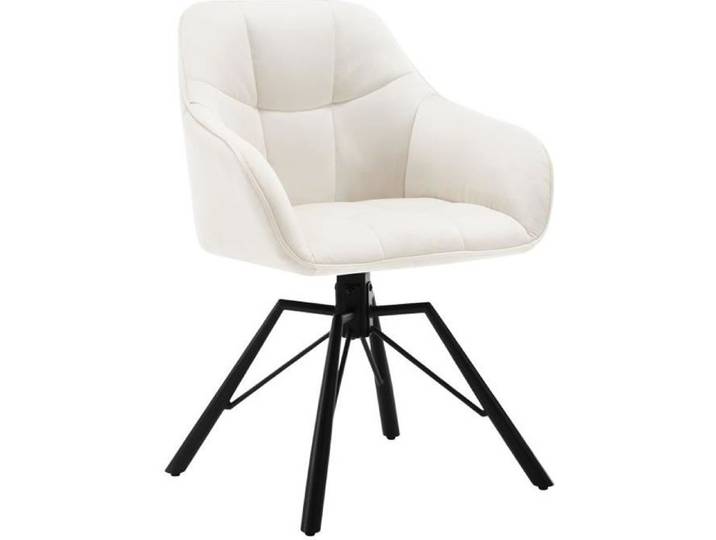 WOLTU Chaise Pivotante à 360° Chaise Salle à Manger en Velours Fauteuil Scandinave Pieds en Métal Crème W0ATT0122-1