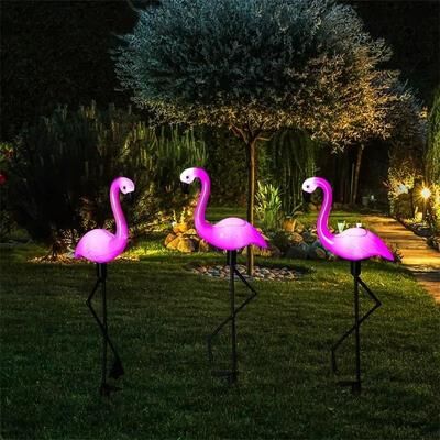 Inspired Finds Solar Flamingo Garden Stake Lights Waterproof LED Outdoor Pathway Decor Solar Flamingo Garden Stake Lights Waterproof LED Outdoor Pathway Decor