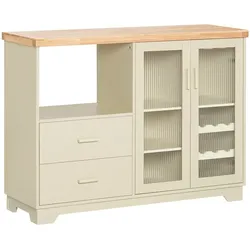 SoBuy Sideboard mit 2 Schubladen Beige 120x40x90cm Modern