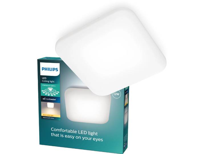 Philips Funktional Mauve Deckenleuchte, 12W, quadratisch, LED, 2700 K, 1200 lm, IP20, Weiß