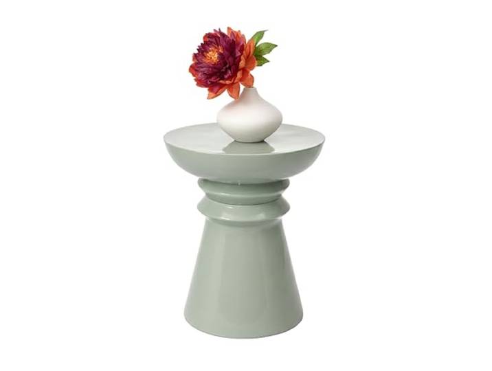 Relaxdays Beistelltisch, Kegel-Design, Wohnzimmer Dekoobjekt, Beistellhocker HxD: 45 x 38 cm, Podest, Metall, Salbei