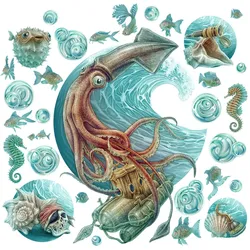 WANDAUFKLEBER 100x96cm - Unterwasserwelt