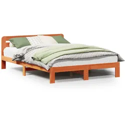 vidaXL Massivholzbett ohne Matratze Wachsbraun 150x200 cm Kiefernholz
