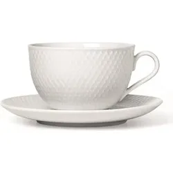 Rhombe Teetasse weiß mit Untertasse