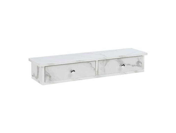 [en.casa] Wandregal Geeste, Perlmutt, Holzwerkstoff, Marmor Optik, 2 Schubladen, Rechteckig, 15x10x60 cm, Wohnzimmer, Regal, Wandregal
