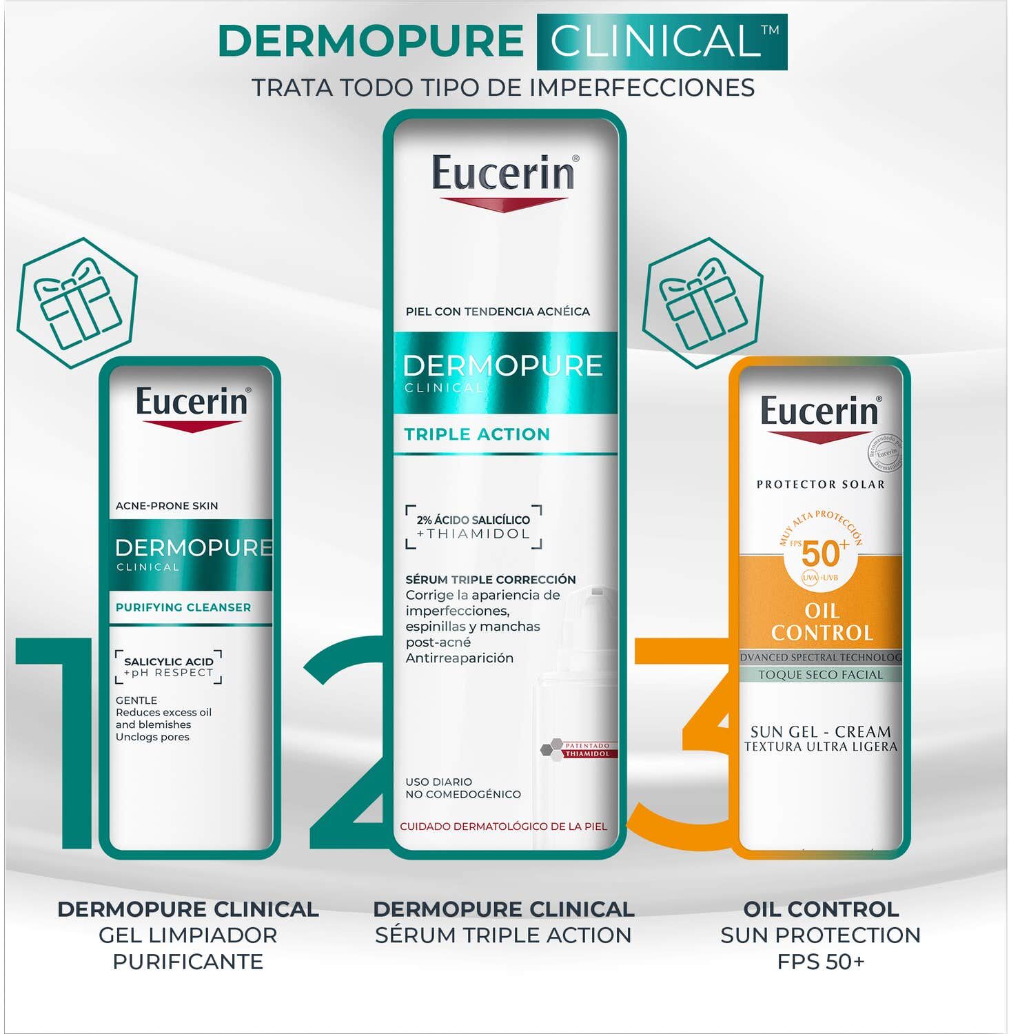 Eucerin Piel Grasa DermoPure Serum + Gel Limpiador 20 ml + Solar 5ml
