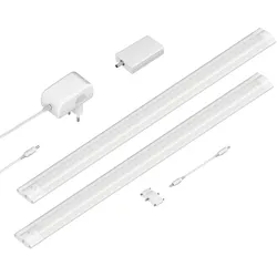 ledscom.de Smarte LED Unterbau-Leuchte SIRIS weiß matt, WLAN-Controller, flach, Smart-Home, Alexa-fähig, je 50cm, je 655lm, weiß, 2er Set