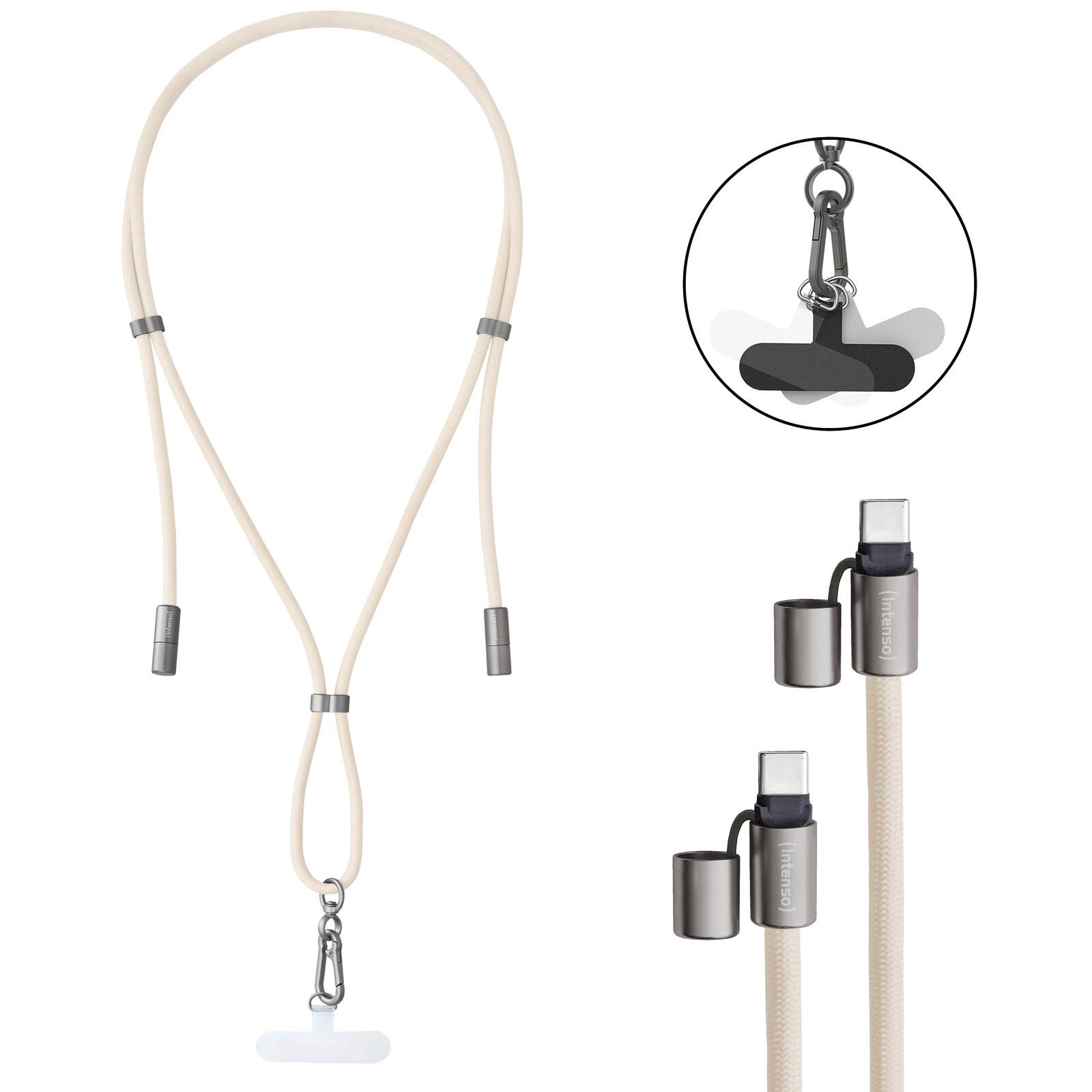 Intenso Handykette Charging Lanyard Ladekabel, beige 7991001