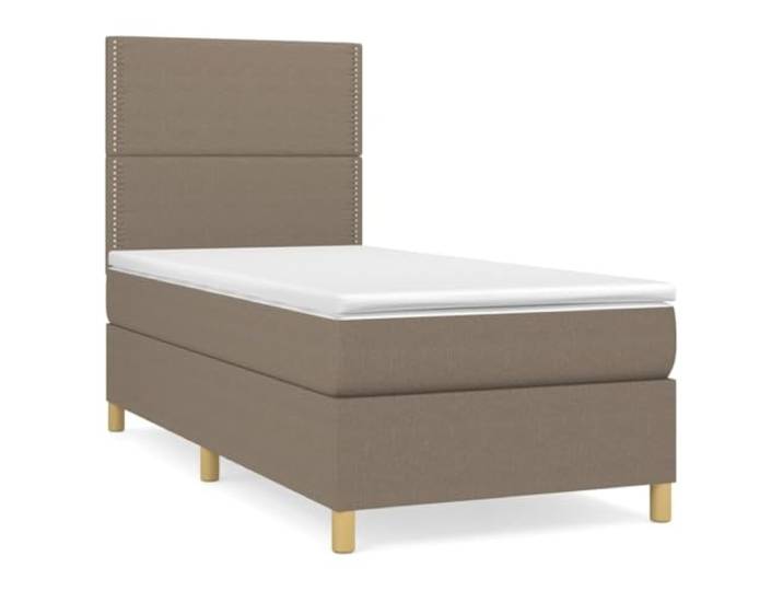 PUGYNBK Boxspringbett, 90 x 190 cm, Taupe Verstellbares Kopfteil, Taschenfederkernmatratze, mittlere Festigkeit, atmungsaktiv