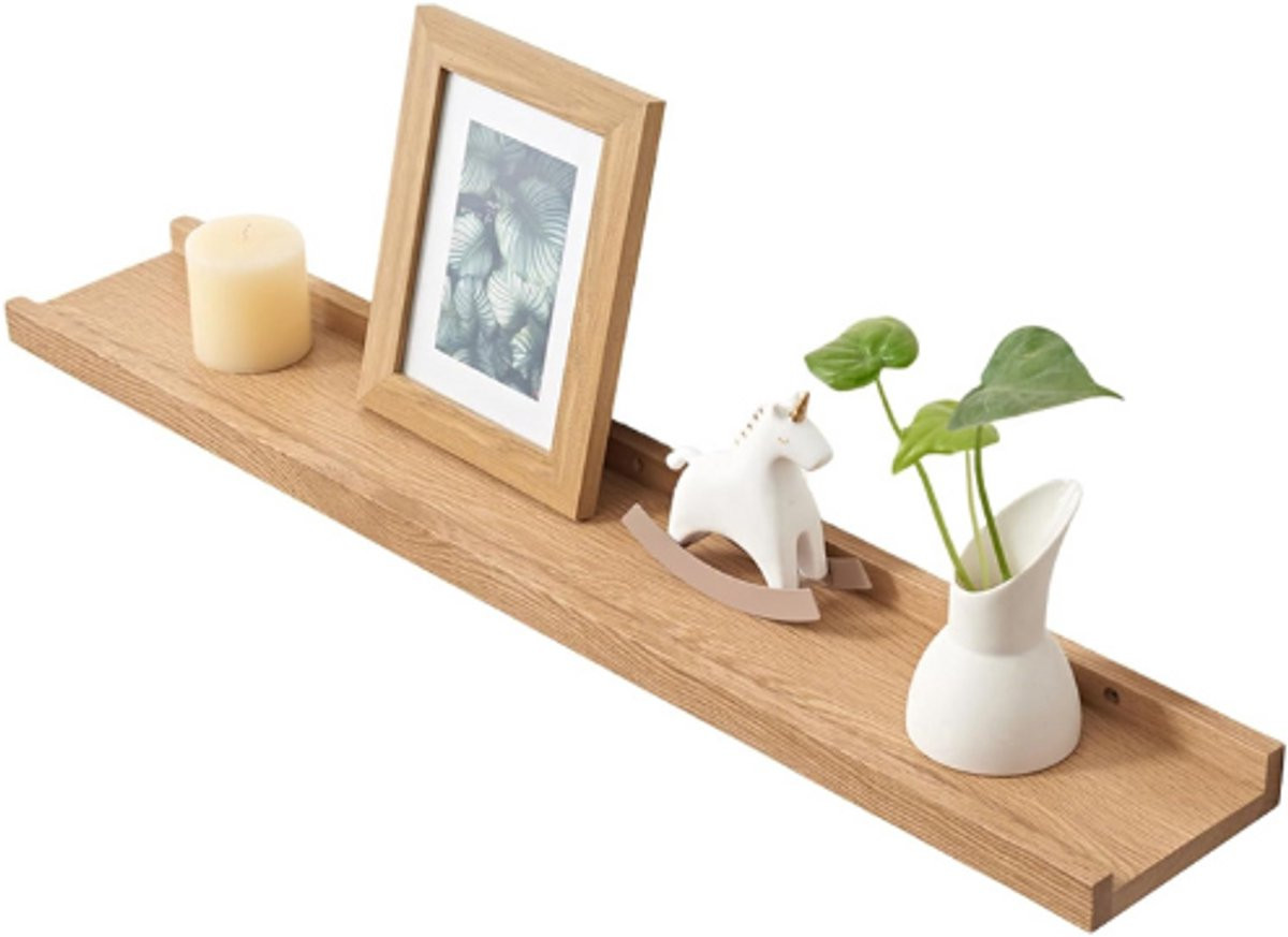 Gieanoo Eikenhouten zwevende wandplank met opstaande rand, 100 cm