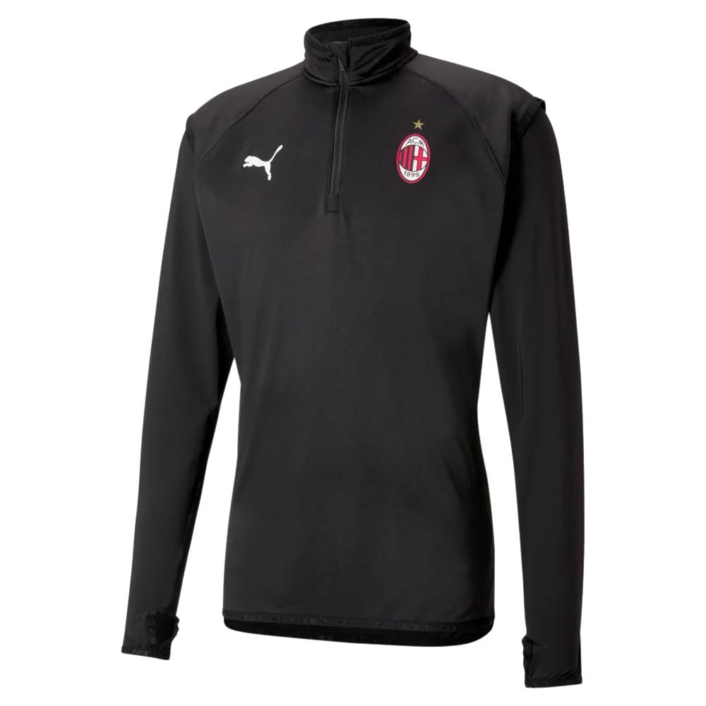 Puma AC Mailand 2020-21 Schwarzes Warmup-Fußball-Training MIDLAYER 758636 02