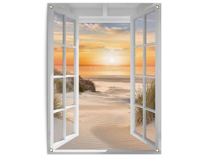 Poster REINDERS Sonnenuntergang am Strand , orange (farbe bild(er): orange), B:60cm H:80cm T:0,1cm, Leinwand, Bilder, Poster, Outdoor für Garten oder Balkon