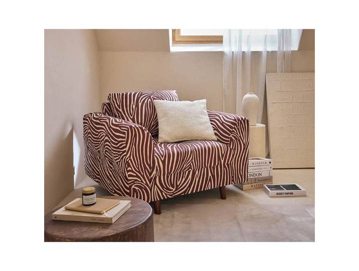 Rune - fauteuil zèbre en velours - Marron / Blanc
