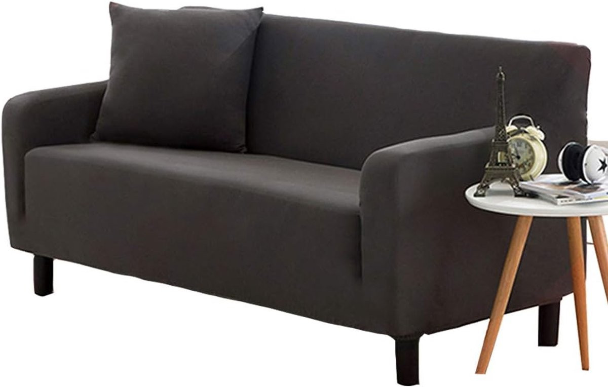 Donkergrijze stretch jacquard bankhoes voor meubelbescherming, 190-230 cm