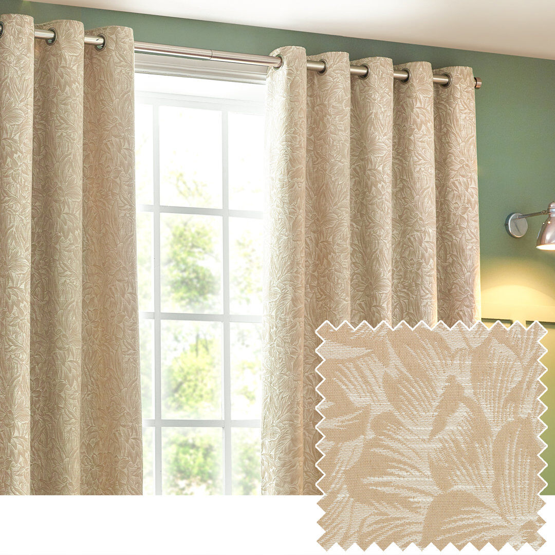 Wylder Jacquard Eyelet Curtains Beige 168 W x 137 D cm