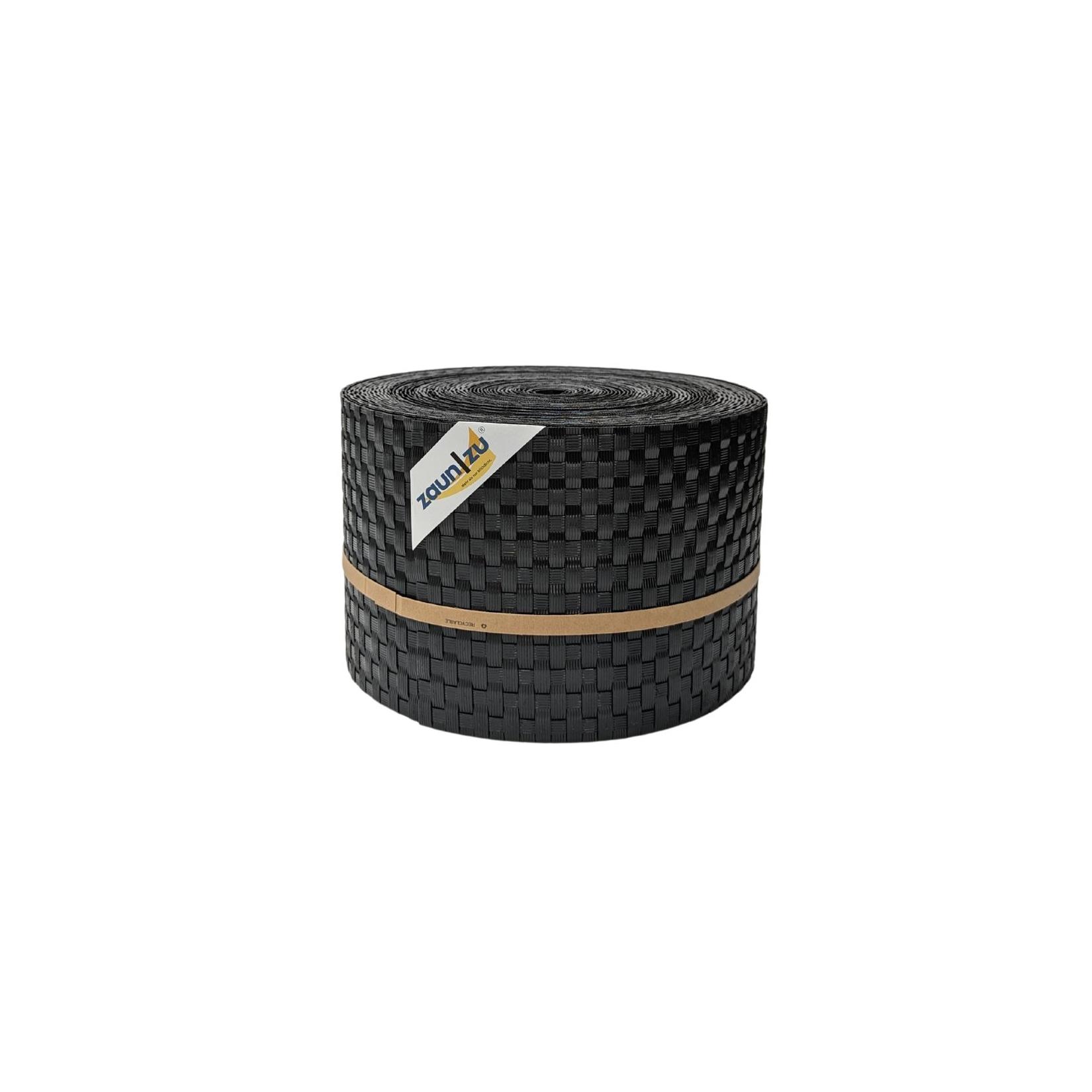 zaun zu® Sichtschutzstreifen Rattan PE für Doppelstabmatten Schwarz 26m