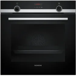 Siemens iQ300, Einbau-Backofen mit Dampfunterstützung, 60 x 60 cm, Edelstahl, HQ574AER3, Backofen Einbau, Silber, Schwarz