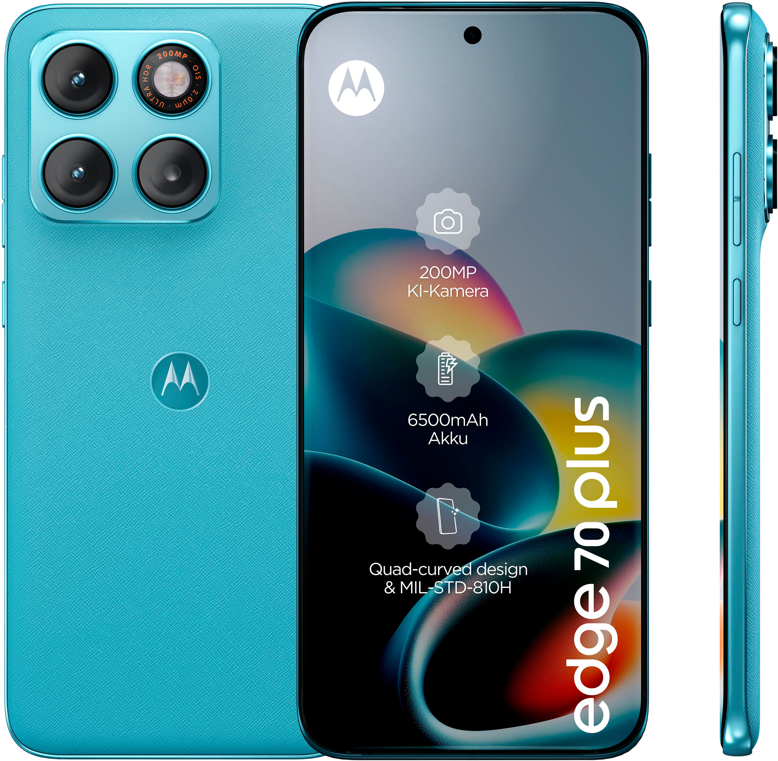 Motorola Smartphone "edge 70 plus 256GB", Energieeffizienz: A, blau (pantone milky blau), 256 GB, Mobiltelefone, Smartphone pantone® milky blau 256 GB