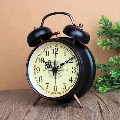 ModernMart Vintage Silent Metal Alarm Clock With Night Light Retro Bedside Clock For Bedroom Decor c