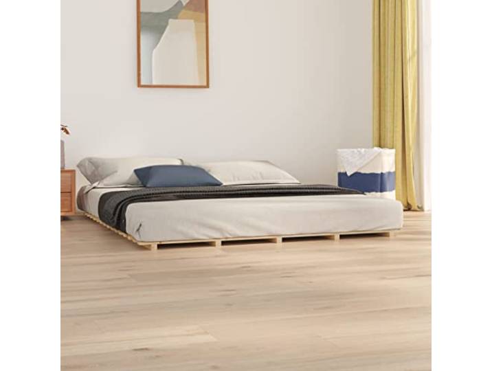Massives Kiefernholz stabiler Holzrahmen Schlafzimmer Braun 180 x 200 cm Massivholzbett 180x200 cm Kiefer Bettgestell Stabil Holzrahmen Lattenrost Schlafzimmer Bett Naturholz