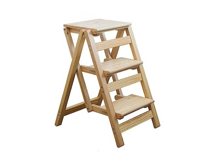 Klappbarer Tritthocker – Multifunktionale Holzleiter mit 3 Stufen für Zuha