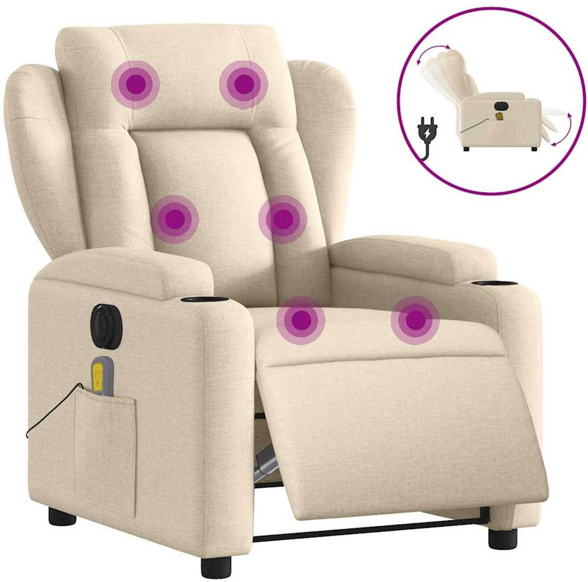 vidaXL Massagestoel - Elektrisch verstelbare relax fauteuil - Crèmekleurig