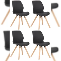 CLP 4er Set Stuhl Luna schwarz/Kunstleder