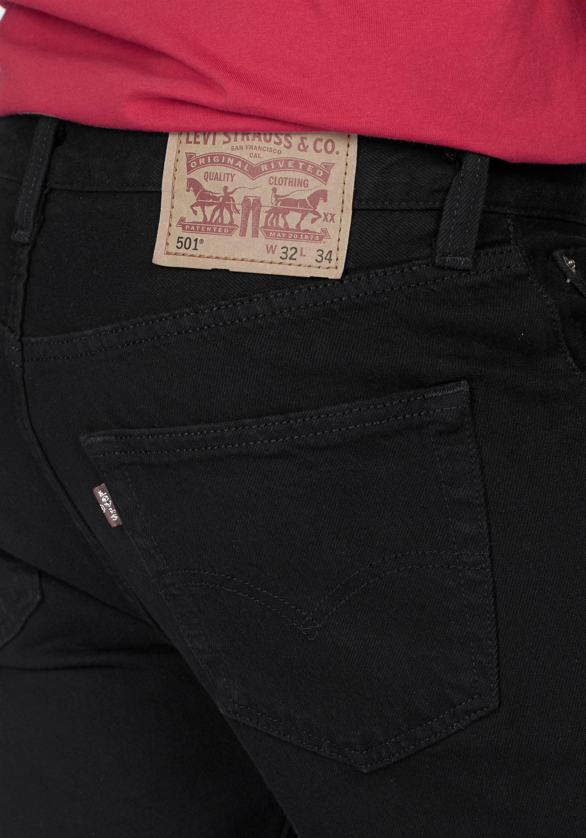 Straight-Jeans LEVI'S "501 LEVI'S ORIGINAL", Herren, Gr. 31, Länge 32, schwarz, Denim/Jeans, Obermaterial: 100% Baumwolle, overdyed, normal lang, Jeans Straight-Jeans, mit Markenlabel schwarz 31, Länge 32