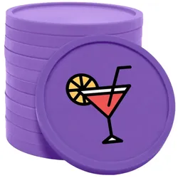 CombiCraft Kunststoff Wertmarken Chips Cocktailglas in Lila- 100 Stück - Ø29 mm