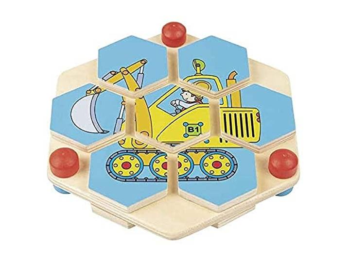 GOKI - Zeshoekige puzzel op houtwerk, meerkleurig (57452)