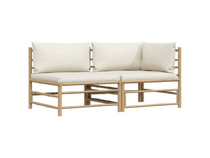 vidaXL Salon de Jardin 2 pcs avec Coussins Mobilier de Patio Meubles de Terrasse Mobilier de Jardin Meubles d'Extérieur Blanc Crème Bambou
