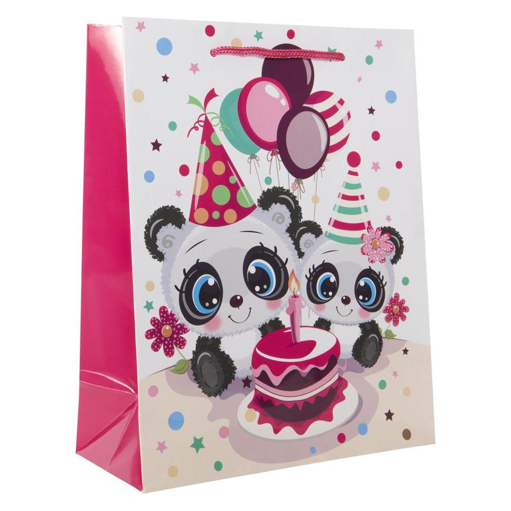 Idena Geschenktasche Pandas Kupferpapier 128g/m² 18x23x8cm (53789548)