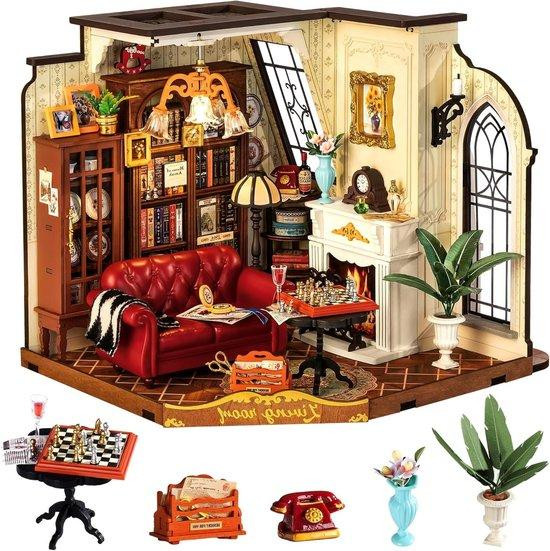 Miniatuurhuis Bouwpakket - Gedetailleerd Houten Poppenhuis Model - Breedte: 21 cm