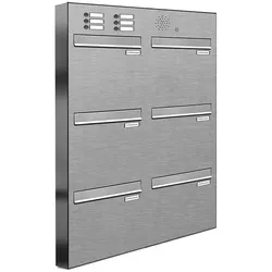 AL Briefkastensysteme 6 Fächer Premium Edelstahl Durchwurf Briefkasten Anlage mit Klingeln, Post A4, robust, wetterfest, Artikelnummer: 331V6DZ2KS