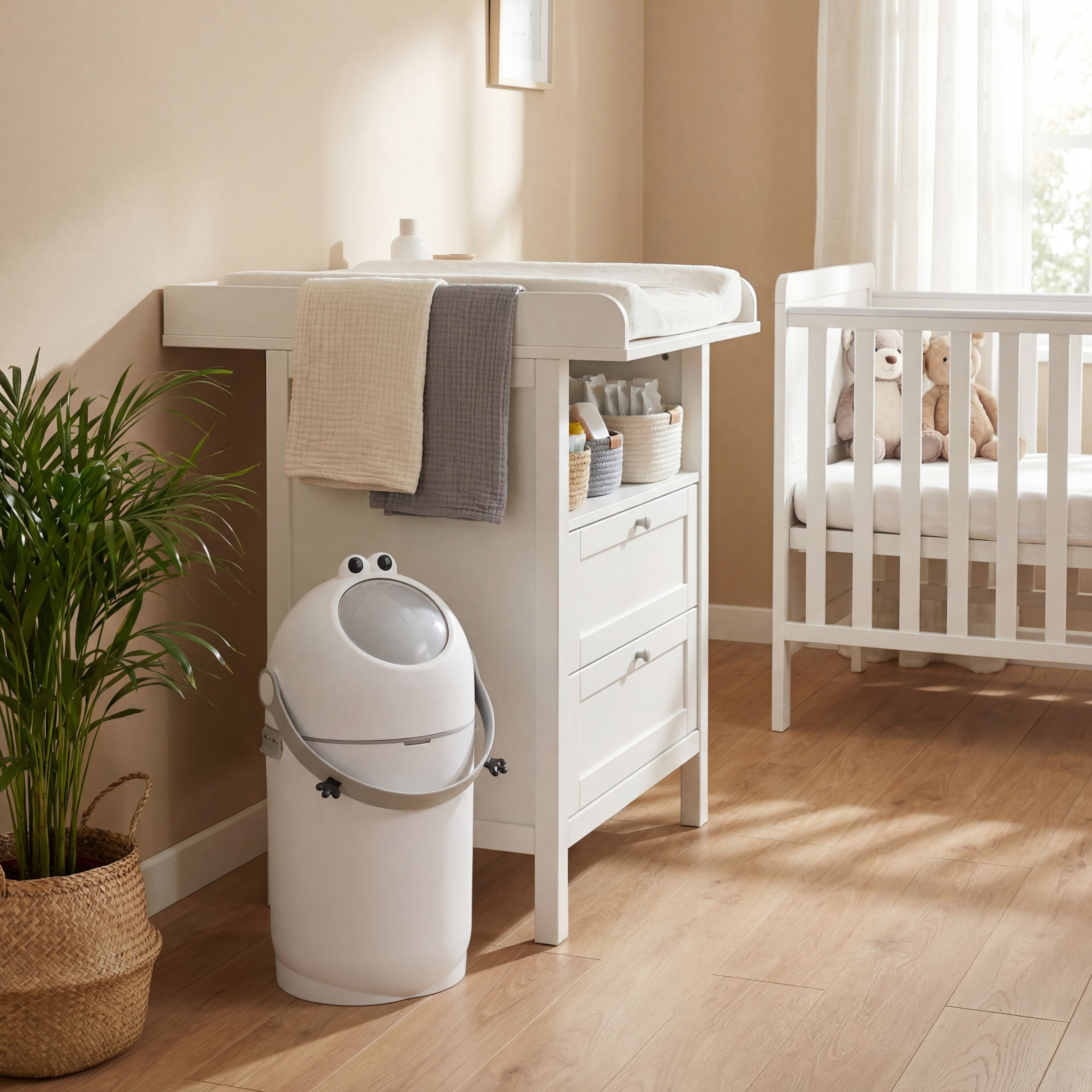 Windeleimer FILLIKID "Frog", Baby, Gr. 15 l, weiß (weiß, grau), Polypropylen, Mülleimer Windeleimer