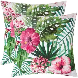 OUTDOOR-KISSEN 2er-Set 45/45 cm – Hibiskus-Blüten