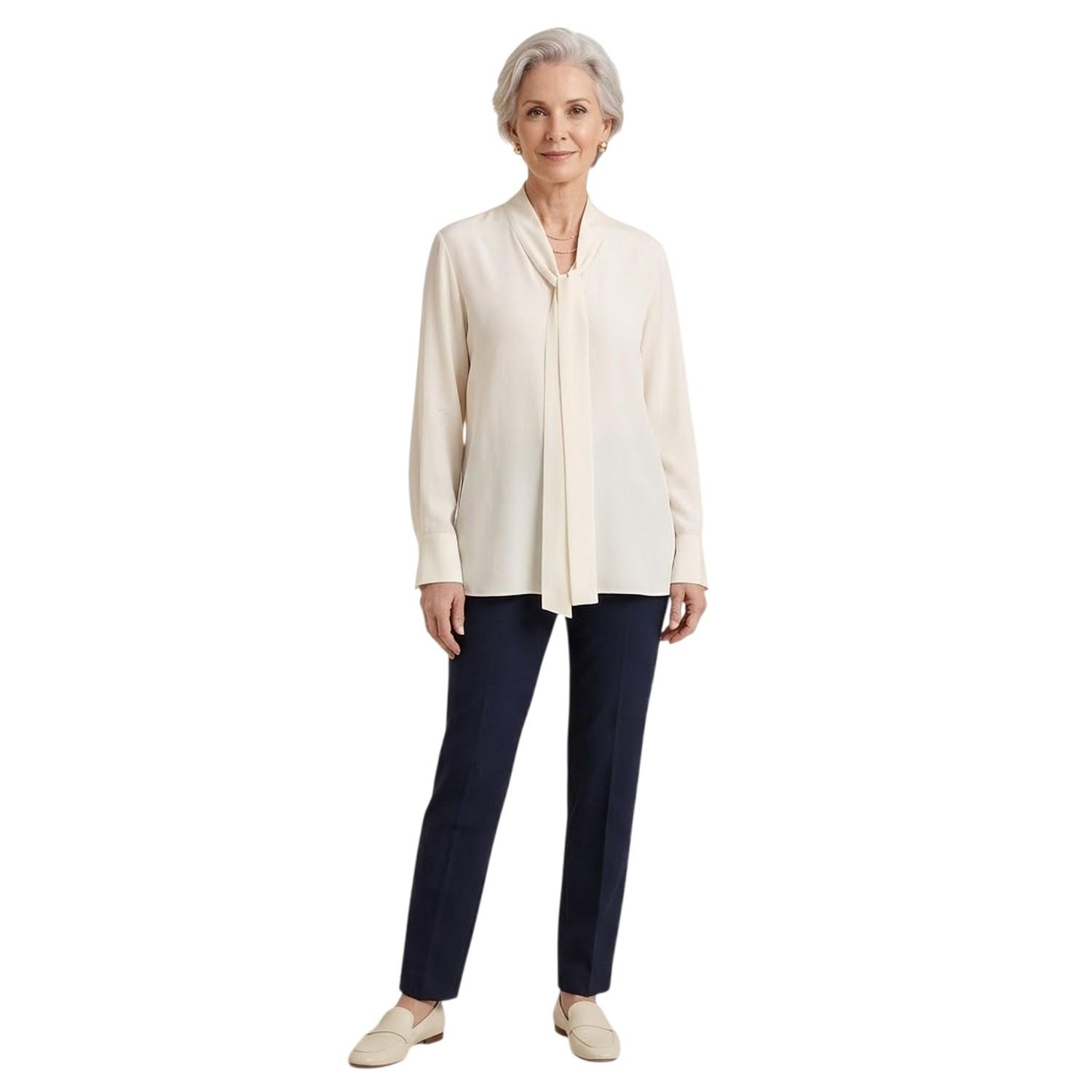 Boss - Bluse für Damen, Krawatten-Kragen, Langärmlig (Weiß)