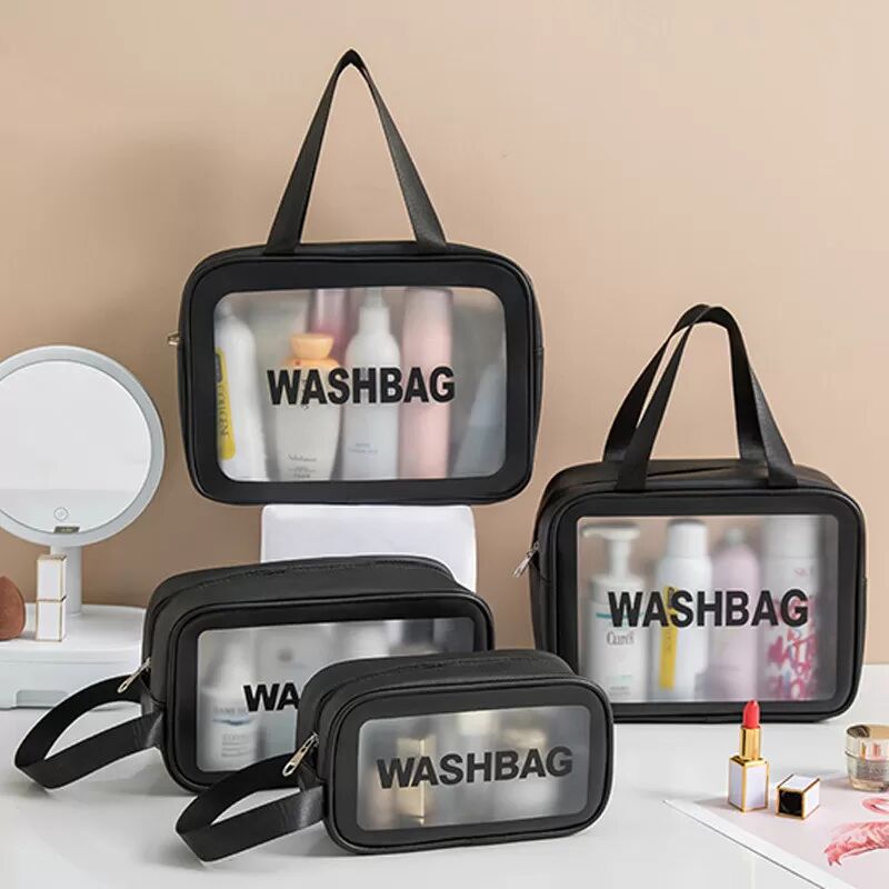 INF Geräumige Kulturtasche aus PU-Leder Schwarz