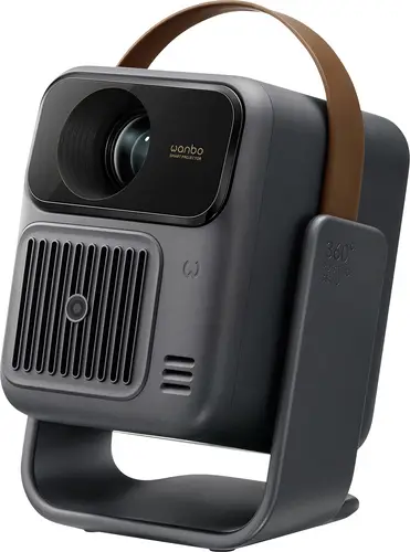 Wanbo Beamer Togo Pro LED 500 ANSI-Lumen 1920 x 1080 Full HD Akkulaufzeit: 3,5 Std., 360° Gimbal und Kunstledergriff Integrierter