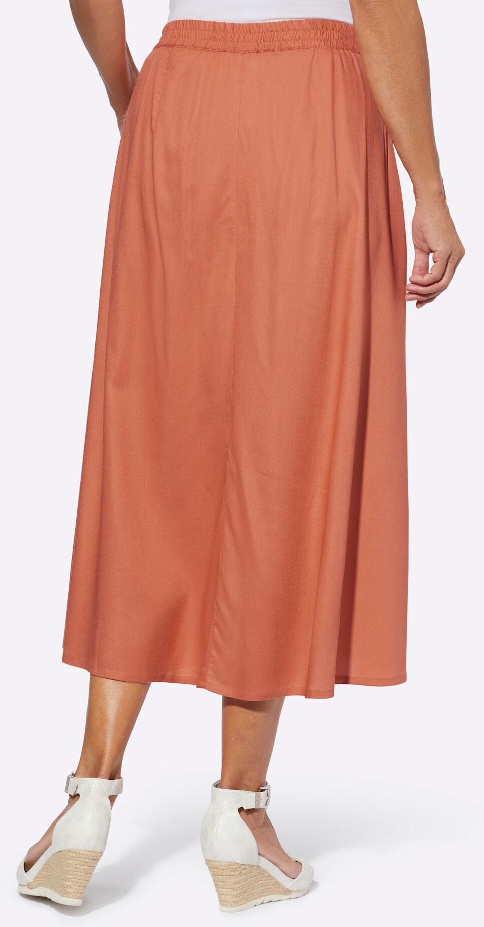 A-Linien-Rock CLASSIC BASICS, Damen, Gr. 56, orange (papaya), 100% Viskose, unifarben, wadenlang, Röcke A-Linien-Rock