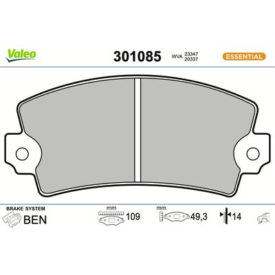 VALEO Bremsbelagsatz, Scheibenbremse FIRST 301085 für Fiat TALBOT RENAULT ALPINE ARO