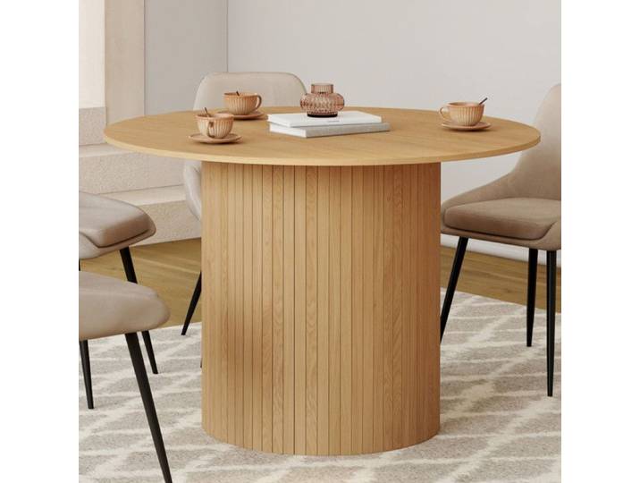 Table à manger ronde JULIETTE 6 personnes 110 cm pied lattes