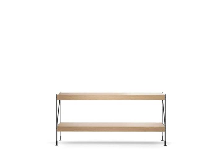 Audo Copenhagen Zet Regalsystem Natural oak, 1 x 2, black steel base