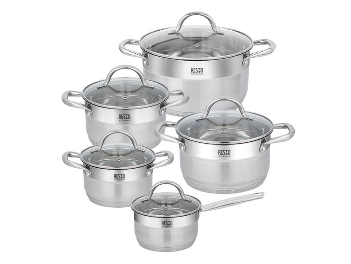 Topf-Set RESTO KITCHENWARE RIGEL, spülmaschinengeeignet , silberfarben, Töpfe, für alle Herdarten geeignet, auch Induktion