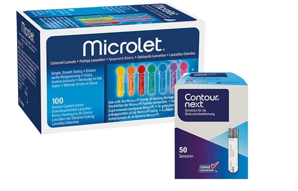 Microlet Lanzetten & Contour Next Sensoren Teststreifen 100+50 St