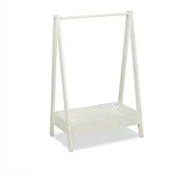 Relaxdays Kleiderständer Kinder, HxBxT 99 x 64,5 x 42,5 cm, Kleiderstange mit Ablage, Kinderzimmer, Standgarderobe, weiß