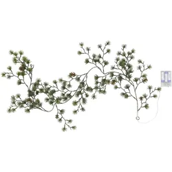 Chic Antique Lichterkette mit künstlicher Tanne und Zapfen, H 5 x L 150 cm - Dunkelgrün